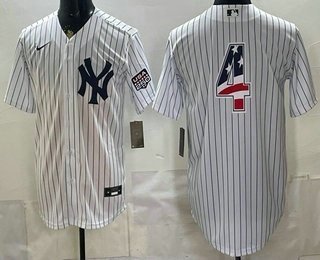 Men's New York Yankees 4 Lou Gehrig White 2026 USA 250 Fourth of July Home Stadium Stitched Jersey Men's New York Yankees 4 Lou Gehrig White 2026 USA 250 Fourth of July Home Stadium Stitched Jersey