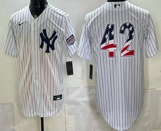 Men's New York Yankees 42 Mariano Rivera White 2026 USA 250 Fourth of July Home Stadium Stitched Jersey Men's New York Yankees 42 Mariano Rivera White 2026 USA 250 Fourth of July Home Stadium Stitched Jersey
