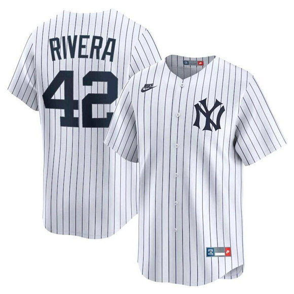 Men's New York Yankees 42 Mariano Rivera White Home Limited Stitched Baseball Jersey