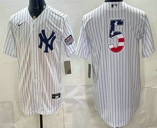 Men's New York Yankees 5 Joe DiMaggio White 2026 USA 250 Fourth of July Home Stadium Stitched Jersey Men's New York Yankees 5 Joe DiMaggio White 2026 USA 250 Fourth of July Home Stadium Stitched Jersey
