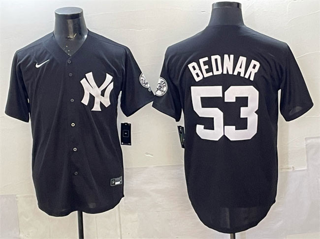 Men's New York Yankees 53 David Bednar Black Stitched Baseball Jersey