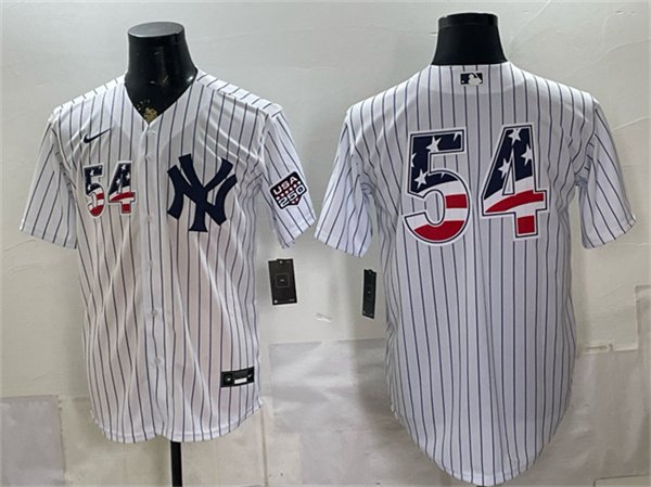 Men's New York Yankees 54 Max Fried White 2026 USA 250 Fourth of July Home Stadium Stitched Baseball Jersey Men's New York Yankees 54 Max Fried White 2026 USA 250 Fourth of July Home Stadium Stitched Baseball Jersey