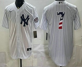 Men's New York Yankees 7 Mickey Mantle White 2026 USA 250 Fourth of July Home Stadium Stitched Jersey Men's New York Yankees 7 Mickey Mantle White 2026 USA 250 Fourth of July Home Stadium Stitched Jersey