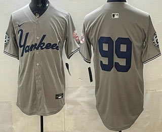 Men's New York Yankees 99 Aaron Judge Grey Without Name Limited Jersey