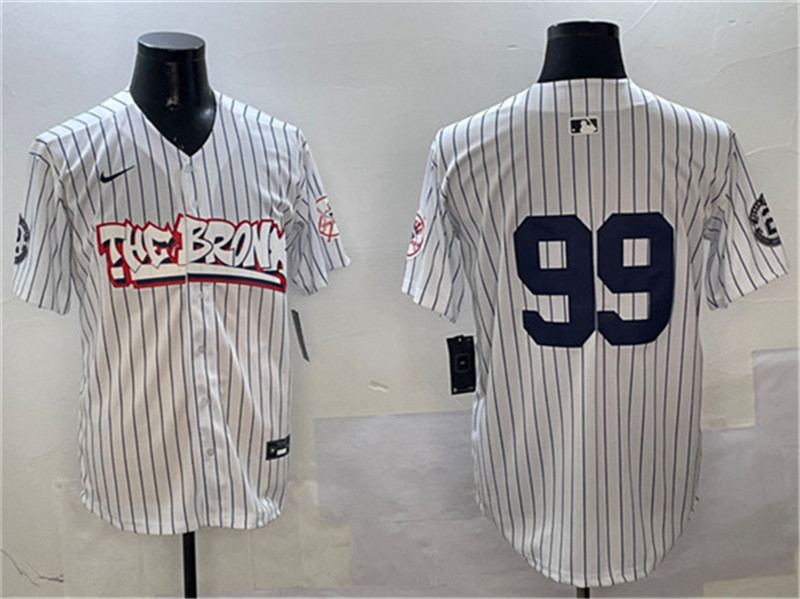 Men's New York Yankees 99 Aaron Judge White Bronx Graffiti Vapor Limited Stitched Baseball Jersey