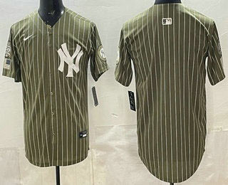 Men's New York Yankees Blank Olive Pinstripe 2026 Armed Forces Day Salute To Service Jersey Men's New York Yankees Blank Olive Pinstripe 2026 Armed Forces Day Salute To Service Jersey