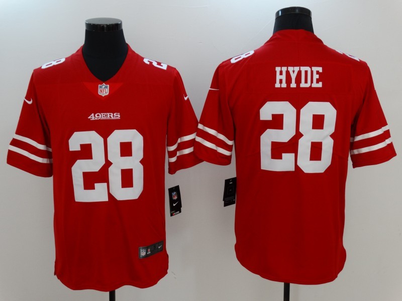 Men's San Francisco 49ers #28 Carlos Hyde Red 2017 Vapor Untouchable Limited Stitched Jersey