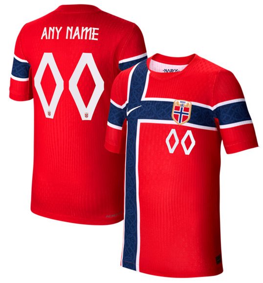 Men's Norway National Team Active Player Custom Red 2026 Home Soccer Jersey Men's Norway National Team Active Player Custom Red 2026 Home Soccer Jersey
