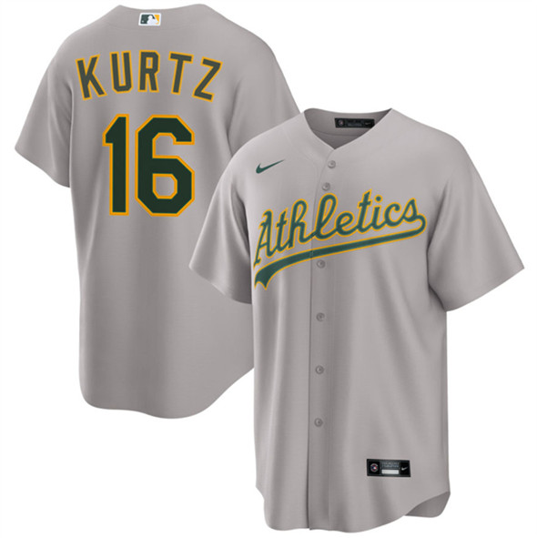 Men's Oakland Athletics 16 Nick Kurtz Gray 2024 Away Limited Stitched Jersey