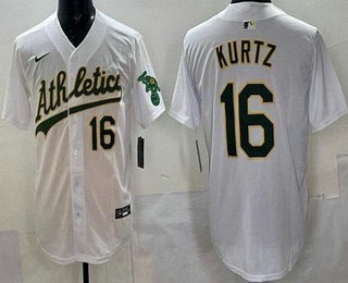 Men's Oakland Athletics 16 Nick Kurtz White Limited Jersey