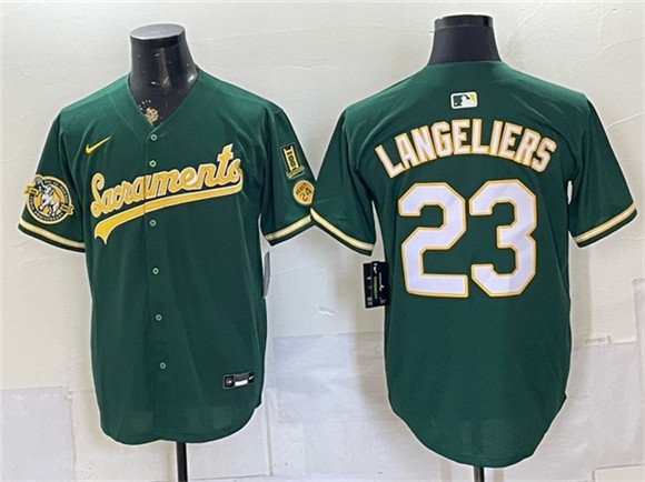 Men's Oakland Athletics 23 Shea Langeliers 2026 Green Alternate Sacramento Celebrating 125 Years Vapor Limited Stitched Baseball Jersey Men's Oakland Athletics 23 Shea Langeliers 2026 Green Alternate Sacramento Celebrating 125 Years Vapor Limited Stitched Baseball Jersey