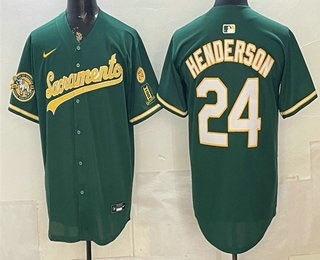 Men's Oakland Athletics 24 Rickey Henderson 2026 Green Alternate Sacramento Celebrating 125 Years Limited Jersey Men's Oakland Athletics 24 Rickey Henderson 2026 Green Alternate Sacramento Celebrating 125 Years Limited Jersey