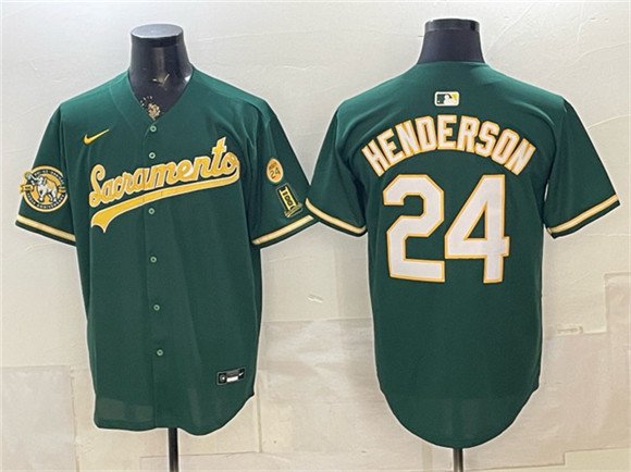 Men's Oakland Athletics 24 Rickey Henderson 2026 Green Alternate Sacramento Celebrating 125 Years Vapor Limited Stitched Baseball Jersey Men's Oakland Athletics 24 Rickey Henderson 2026 Green Alternate Sacramento Celebrating 125 Years Vapor Limited Stitched Baseball Jersey