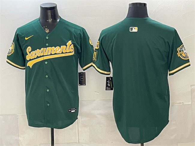 Men's Oakland Athletics Blank 2026 Green Alternate Sacramento Celebrating 125 Years Vapor Limited Stitched Baseball Jersey