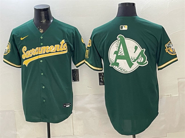 Men's Oakland Athletics Team Big Logo 2026 Green Alternate Sacramento Celebrating 125 Years Vapor Limited Stitched Baseball Jerseys
