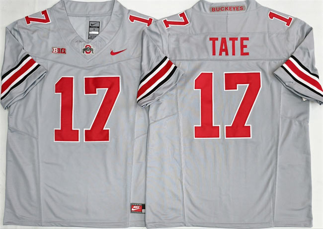 Men's Ohio State Buckeyes 17 Carnell Tate Gray 2025 F.U.S.E. Limited Stitched Jersey