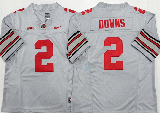 Men's Ohio State Buckeyes 2 Caleb Downs Gray F.U.S.E. Limited Stitched Jersey