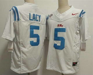 Men's Ole Miss Rebels 5 Kewan Lacy Limited White FUSE College Football Jersey
