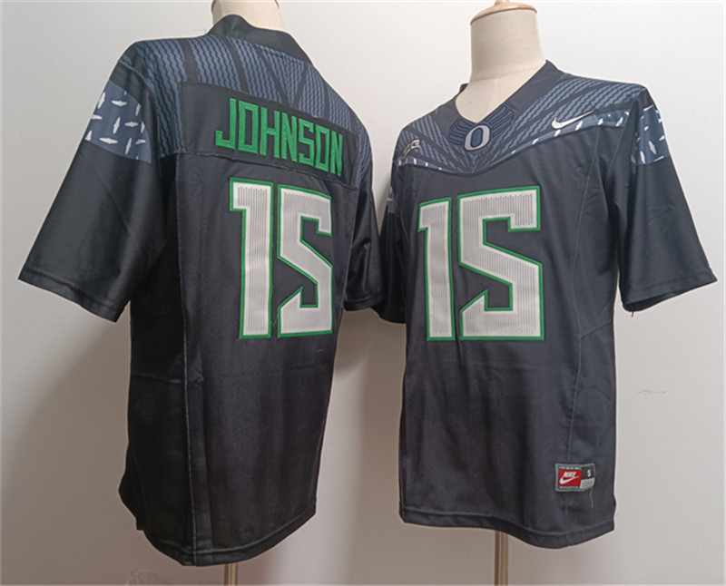 Men's Oregon Ducks 15 Tez Johnson Black 2024 F.U.S.E. Stitched Jersey