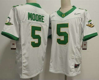 Men's Oregon Ducks 5 Dakorien Moore White FUSE College Football Jersey