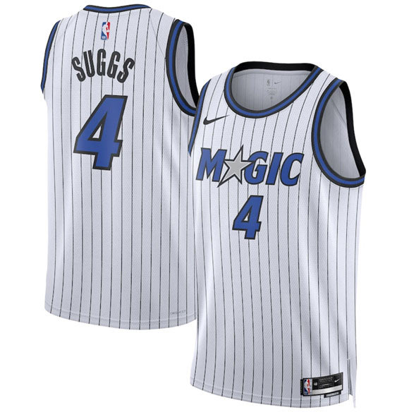 Men's Orlando Magic 4 Jalen Suggs White 2025 Association Edition Stitched Basketball Jersey