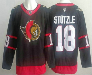Men's Ottawa Senators 18 Tim Stutzle Black Authentic Jersey