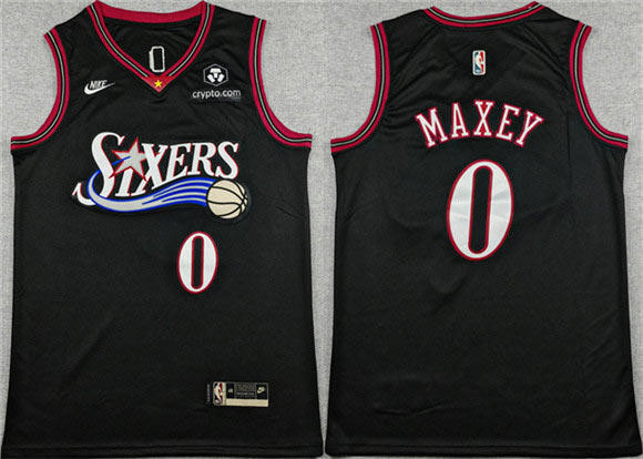 Men's Philadelphia 76ers 0 Tyrese Maxey Black 2025 Classic Edition Stitched Stitched Jersey