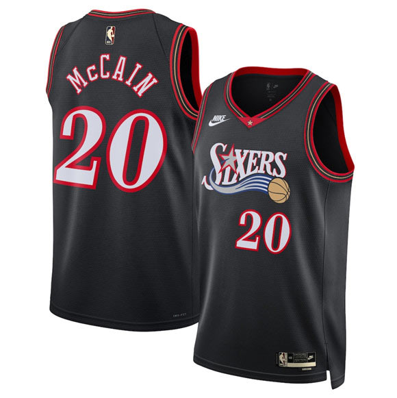 Men's Philadelphia 76ers 20 Jared McCain Jared McCain Black 2025 Classic Edition Stitched Jersey