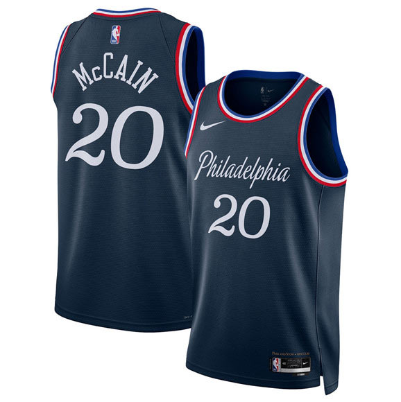 Men's Philadelphia 76ers 20 Jared McCain Navy 2025 26 City Edition Swingman Stitched Jersey