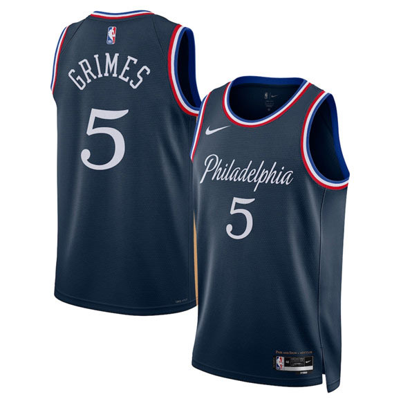Men's Philadelphia 76ers 5 Quentin Grimes Navy 2025 26 City Edition Swingman Stitched Jersey