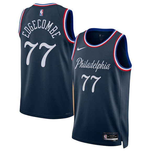 Men's Philadelphia 76ers 77 V. J. Edgecombe Navy 2025 26 City Edition Swingman Stitched Jersey