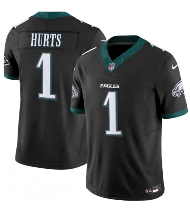 Men's Philadelphia Eagles 1 Jalen Hurts Black 2024 New F.U.S.E. Vapor Untouchable Limited Football Stitched Jersey