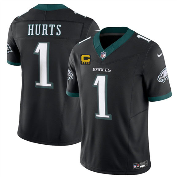 Men's Philadelphia Eagles 1 Jalen Jurts Black 2025 F.U.S.E. With 4 Star C Patch Vapor Untouchable Limited Football Stitched Jersey