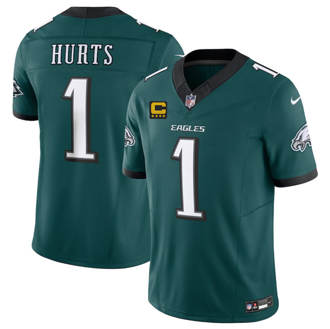 Men's Philadelphia Eagles 1 Jalen Jurts Green 2025 F.U.S.E. With 4 Star C Patch Vapor Untouchable Limited Stitched Football Jersey