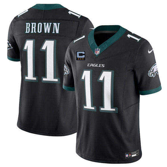 Men's Philadelphia Eagles 11 A.J. Brown Black 2025 F.U.S.E. With 3 Star C Patch Vapor Untouchable Limited Football Stitched Jersey