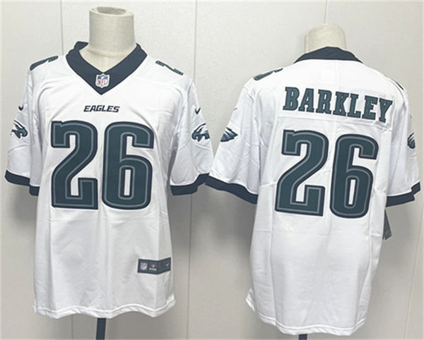 Men's Philadelphia Eagles 26 Saquon Barkley White 2024 New Vapor Untouchable Limited Football Stitched Jersey