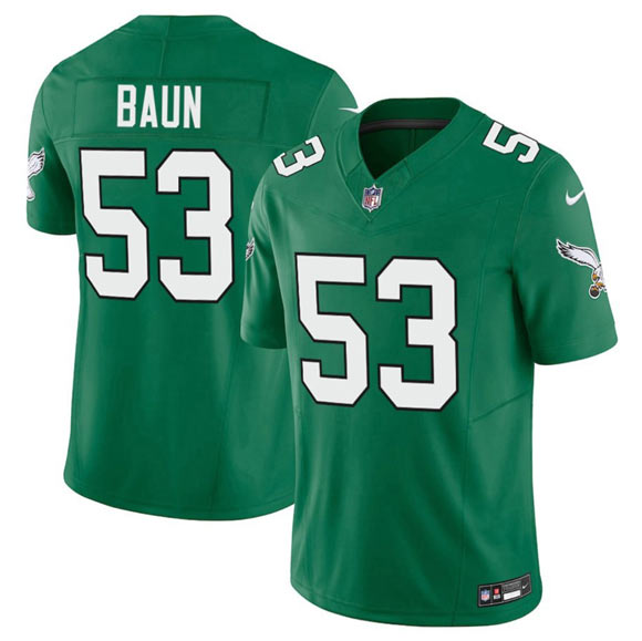 Men's Philadelphia Eagles 53 Zack Baun Kelly Green 2025 F.U.S.E