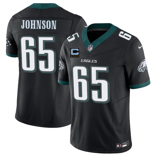 Men's Philadelphia Eagles 65 Lane Johnson Black 2025 F.U.S.E. With 4 Star C Patch Vapor Untouchable Limited Throwback Stitched Football Jersey