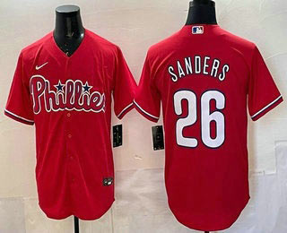 Men's Philadelphia Phillies 26 Ben Sanders Red Cool Base Stitched Jersey