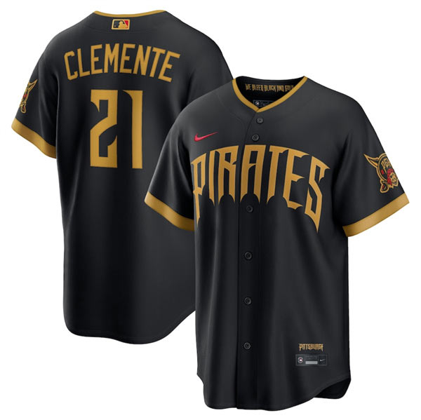 Men's Pittsburgh Pirates 21 Roberto Clemente Black 2026 City Connect Stadium Stitched Stitched Baseball Jersey