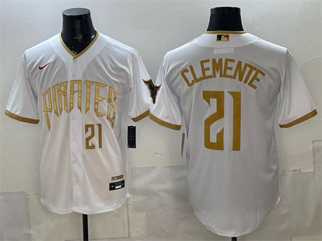 Men's Pittsburgh Pirates 21 Roberto Clemente White 2026 City Connect Stadium Stitched Baseball Jersey