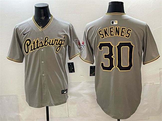 Men's Pittsburgh Pirates 30 Paul Skenes Gray Limited Stitched Baseball Jersey