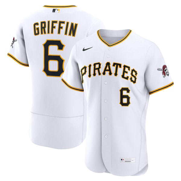 Men's Pittsburgh Pirates 6 Konnor Griffin Nike White Home Authentic Jersey