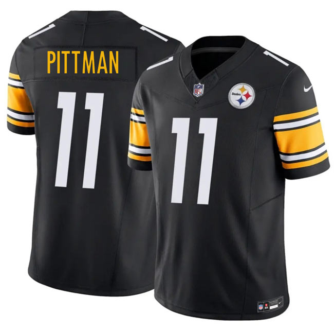 Men's Pittsburgh Steelers 11 Michael Pittman Jr Black 2025 F.U.S.E. Vapor Limited Stitched Football Jersey