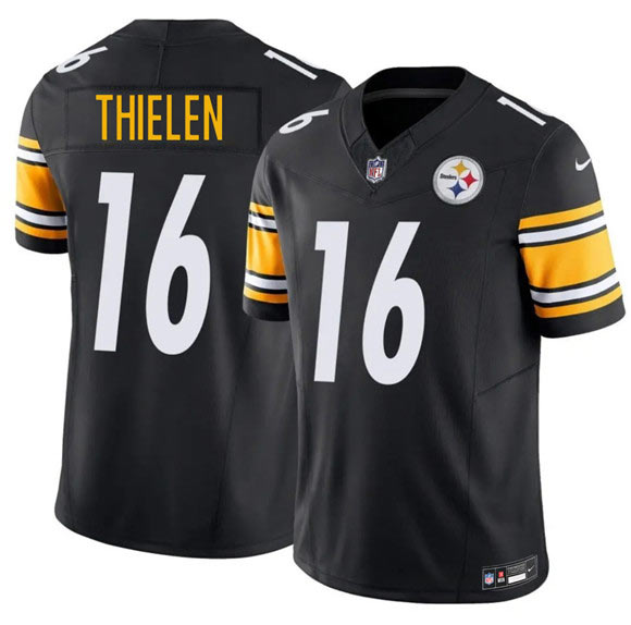 Men's Pittsburgh Steelers 16 Adam Thielen Black 2025 F.U.S.E. Vapor Limited Football Stitched Jersey
