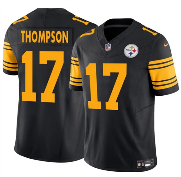 Men's Pittsburgh Steelers 17 Skylar Thompson Black 2025 F.U.S.E. Color Rush Vapor Limited Football Stitched Jersey