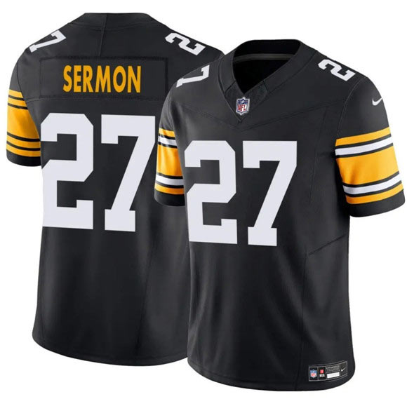 Men's Pittsburgh Steelers 27 Trey Sermon Black 2025 F.U.S.E. Alternate Vapor Untouchable Limited Football Stitched Jersey