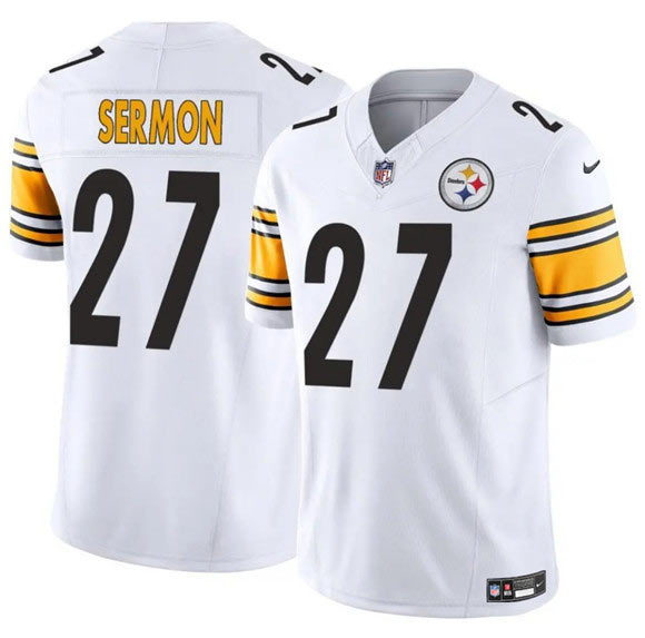 Men's Pittsburgh Steelers 27 Trey Sermon White 2025 F.U.S.E. Vapor Limited Football Stitched Jersey