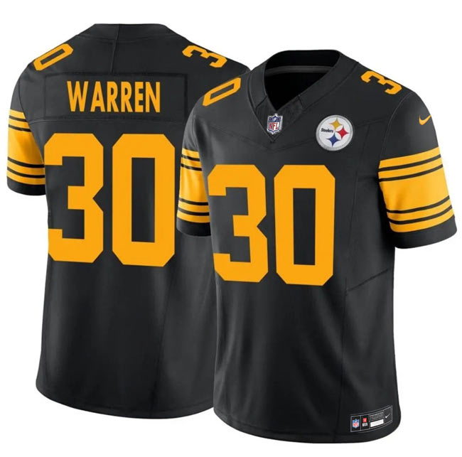 Men's Pittsburgh Steelers 30 Jaylen Warren Black 2025 F.U.S.E. Color Rush Vapor Untouchable Limited Stitched Jersey