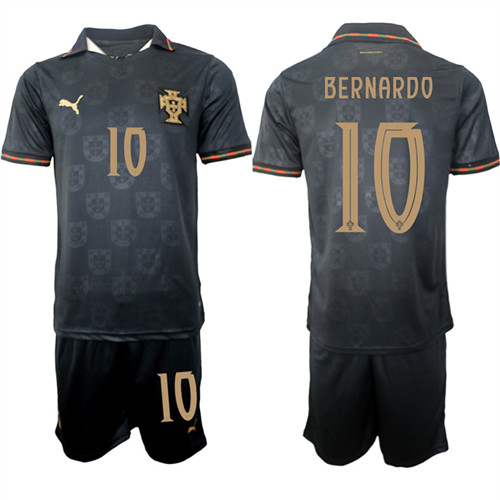 Men's Portugal 10 BERNARDO National Team FIFA x World Cup 2026 Away Gray On Eusebio special edition Jersey